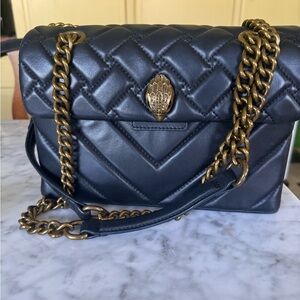 Kurt Geiger Black Quilted Bag with Gold Chain